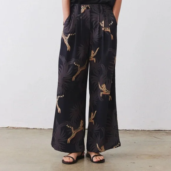Ruti Front Pleat Wide Leg Pants in Jungle Cheetah - Picture 6 of 8